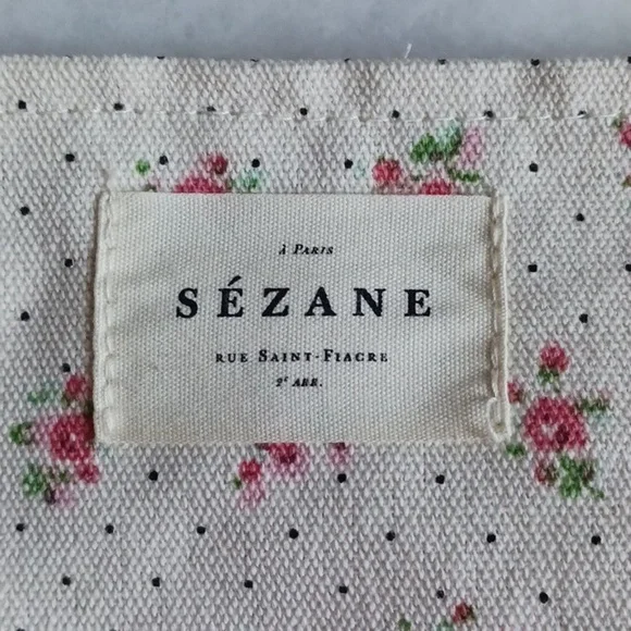 SEZANE FROUSFROUS CANVAS POUCH floral zippered ruffle bag cottagecore pi… - Picture 2 of 5